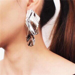 Statement Geometric Metal Earrings for Women Large Fashion Irregular Minimalism